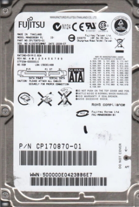 Picture of Fujitsu MHW2080BH 80GB SATA Hard Drive- 436454-001