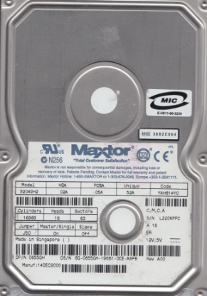 Picture of HDD, 20GB 3.5 Inch Internal IDE Drive, YAH814Y0