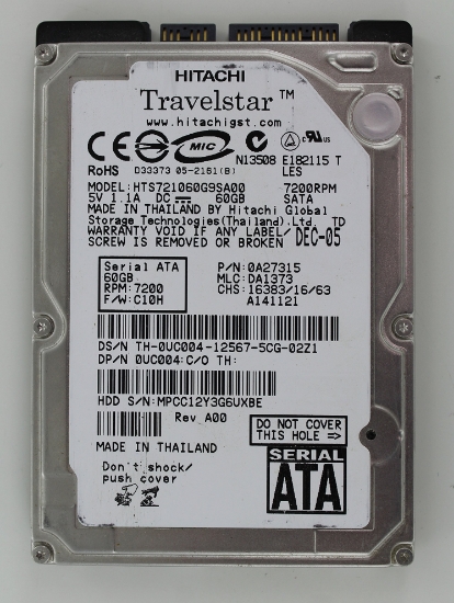 Picture of Hitachi HTS721060G9SA00 60GB Hard Drive