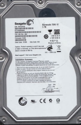 Picture of Seagate ST31000528AS 1TB Hard Drive