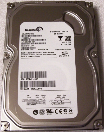 Picture of Seagate ST380815AS 80GB 7200RPM SATA 3.5 Inch Hard Drive